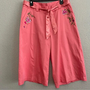 Coast to Coast Embroidered Bermuda Wide Leg Shorts Size 14 Cotton Blend